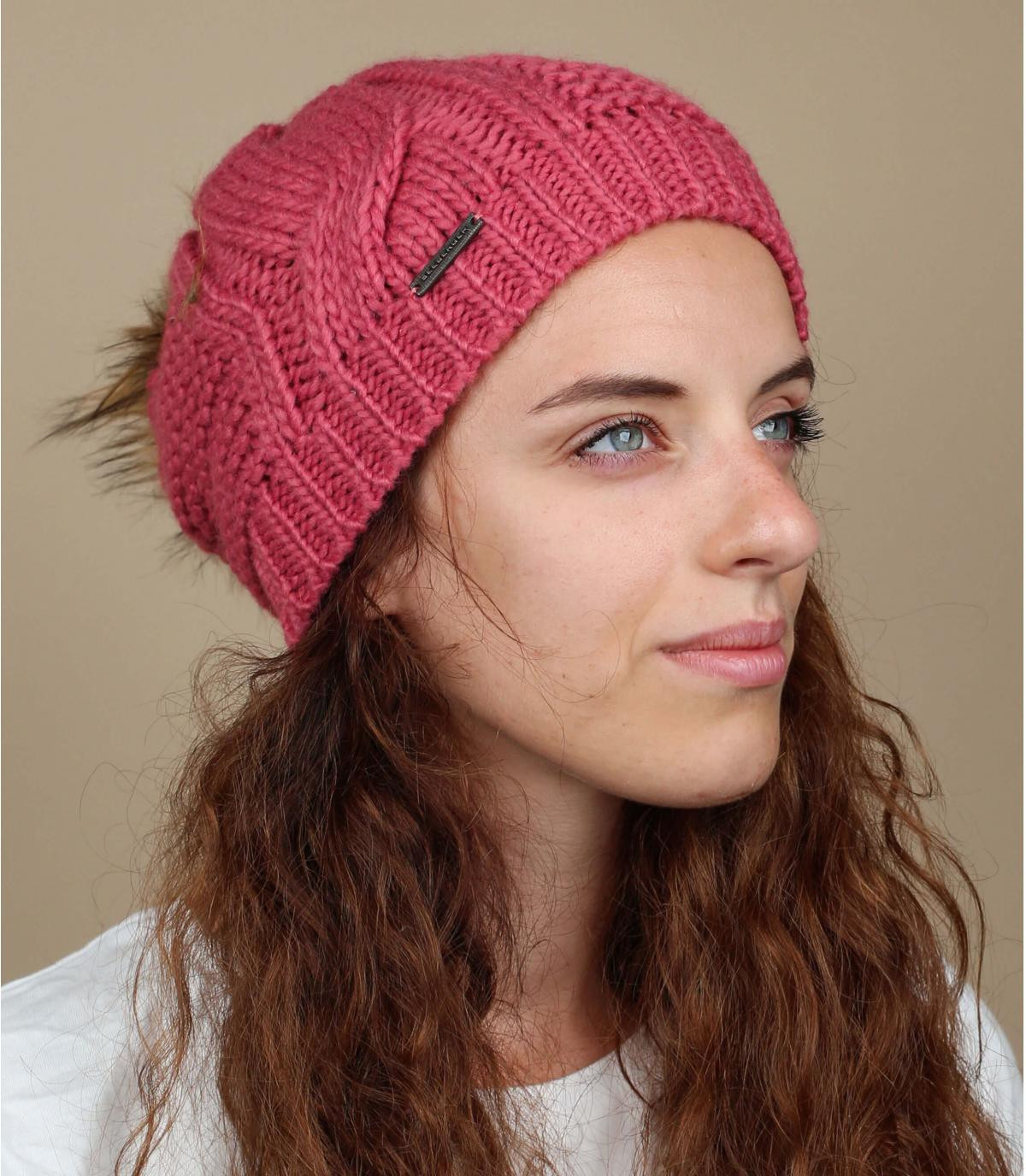 Lange pom beanie vrouwen Long beanie pompon roswood